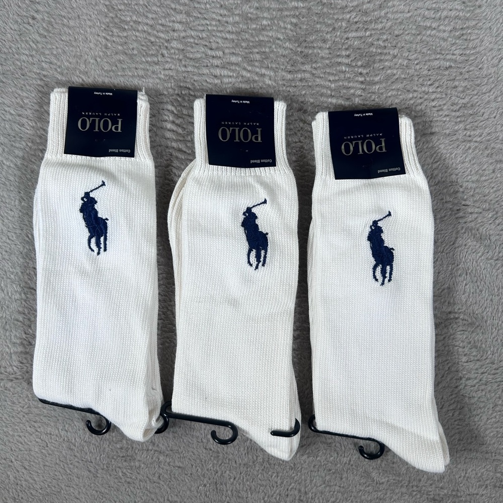 POLO RALPH LAUREN Crew Socks Mens 3Pack Performance Big Pony Logo New